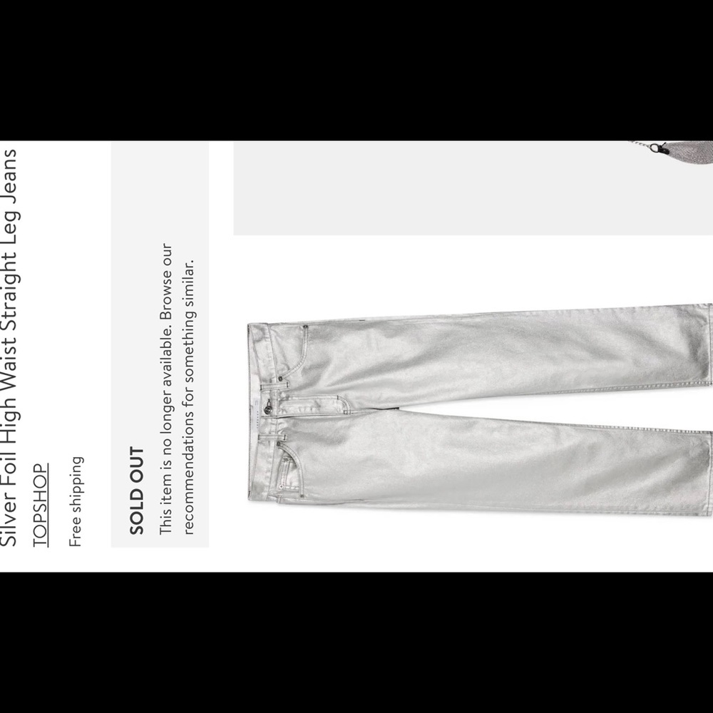 NEW Topshop Silver HighWaist Straight Jeans Size 8 - Picture 2 of 4